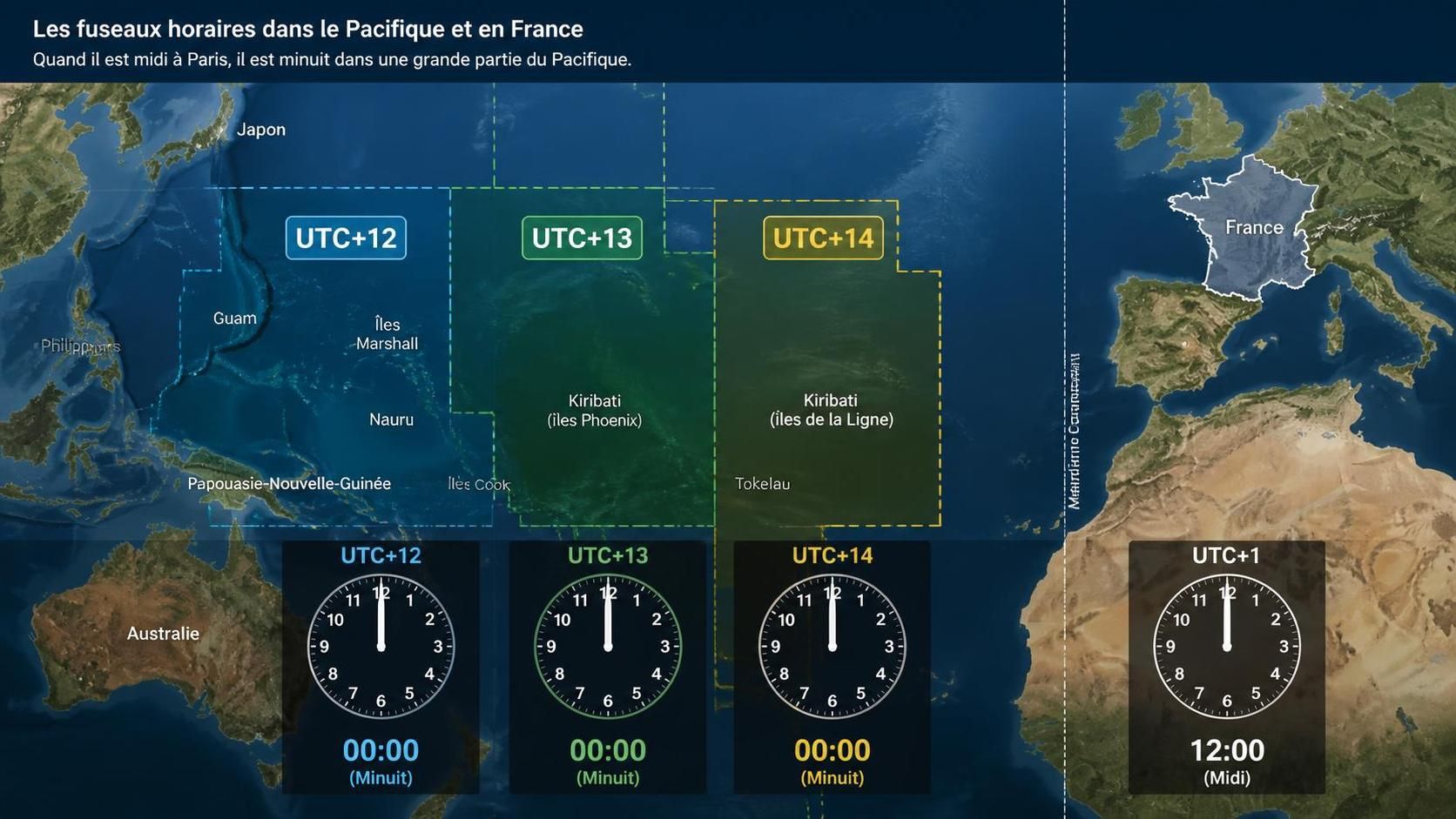 découvrez quels territoires dans le monde ont un décalage horaire de 12 heures par rapport à la france et comment cela impacte la communication et les activités internationales.
